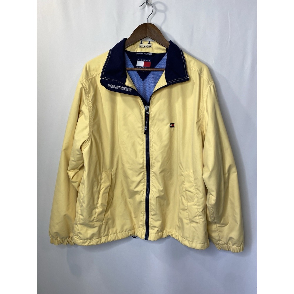 Vintage TOMMY HILFIGER Mens Windbreaker Jacket Size Medium Spellout Logo Preppy